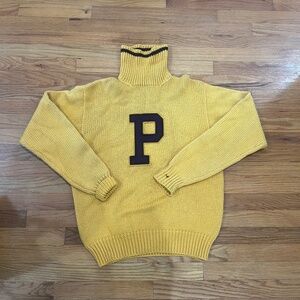 80s Vintage Polo Ralph Lauren Mens Wool Turtleneck Letterman Sweater